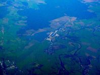 Flug von Stuttgart nach Berlin, Tegel, Landeanflug, März 2008